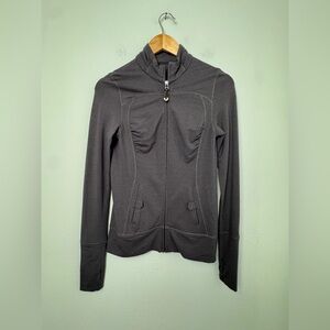 Alo Yoga Zip Up Mock Neck Lightweight Jacket Grey Size Small Soft Bamboo Blend